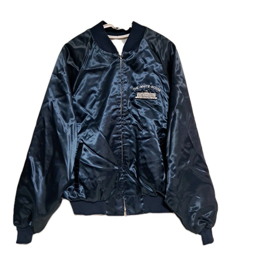Vintage King Louie Satin White House Navy Blue Jacket size XL
